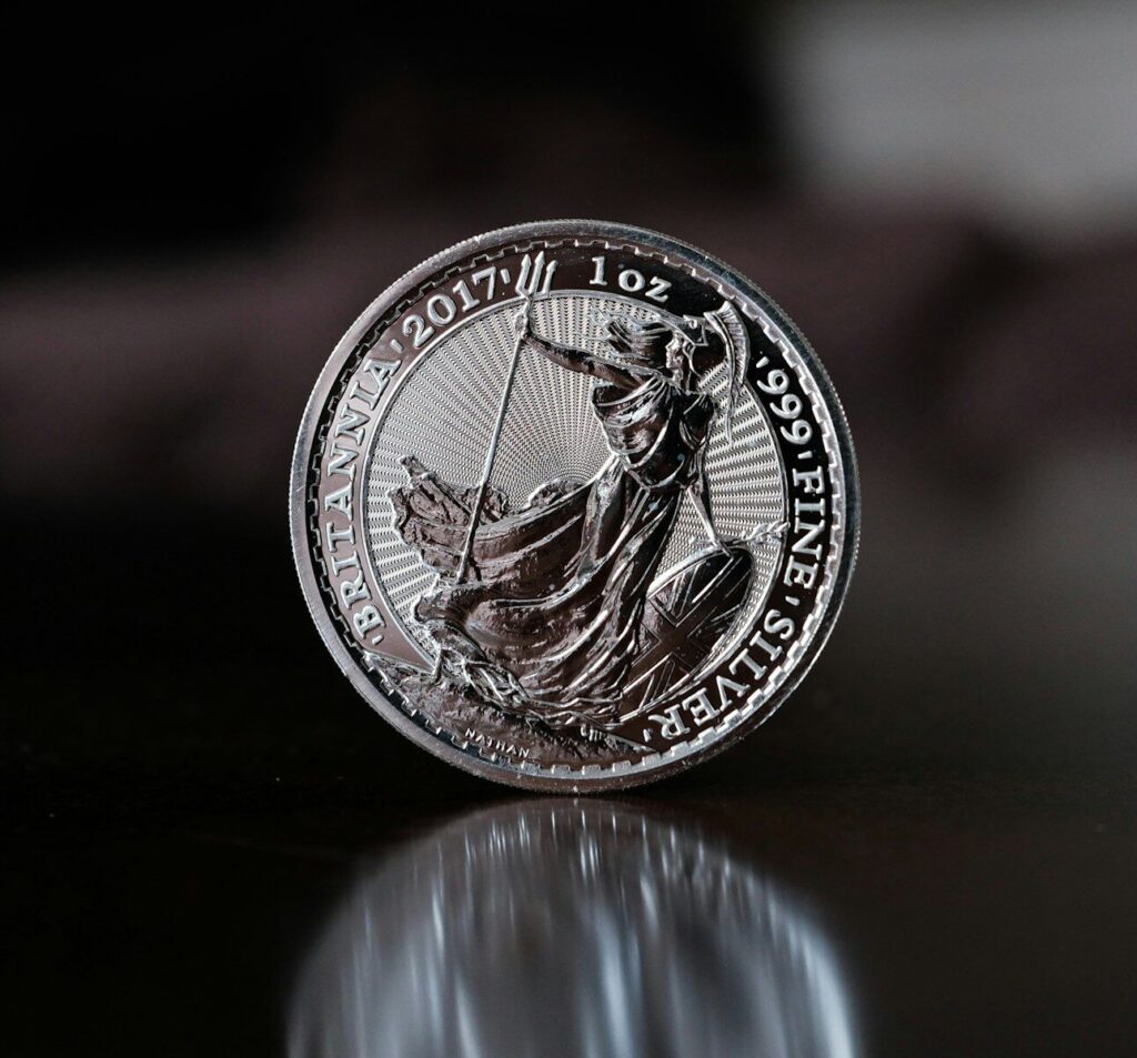 a close up of a coin on a table
